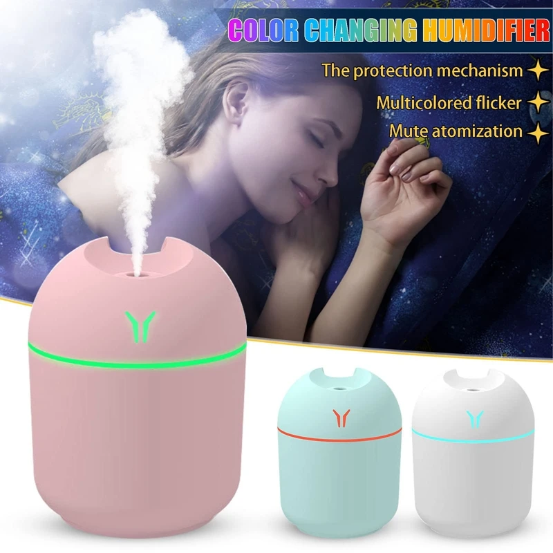 Usb Personal Desktop Humidifier Aroma Essential Oil Diffuser For Car Home With Led Night Lamp