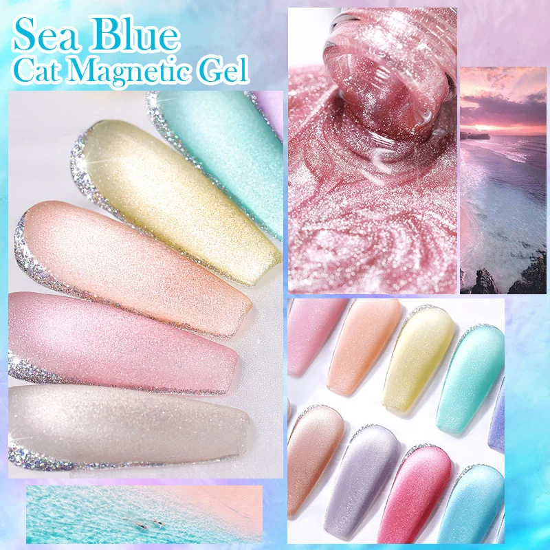 BORN PRETTY Sea Blue Cat Магнитный гель-лак для ногтей УФ-гель-лак Голографический лазерный