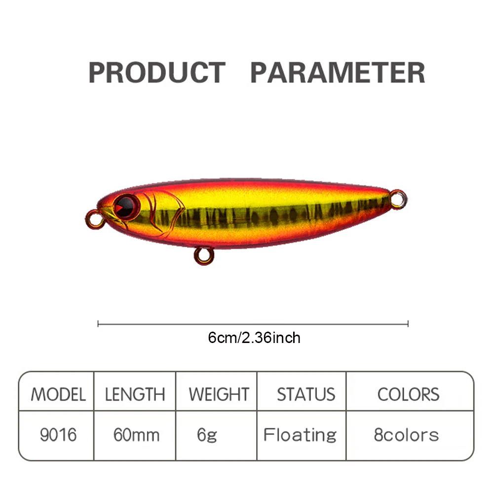 60 мм/6 г рыболовные приманки плавающий приманка-карандаш Topwater искусственная