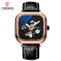 black retro leather men automatic mechanical watch business self winding mens watch holiday gift for male simple dial design