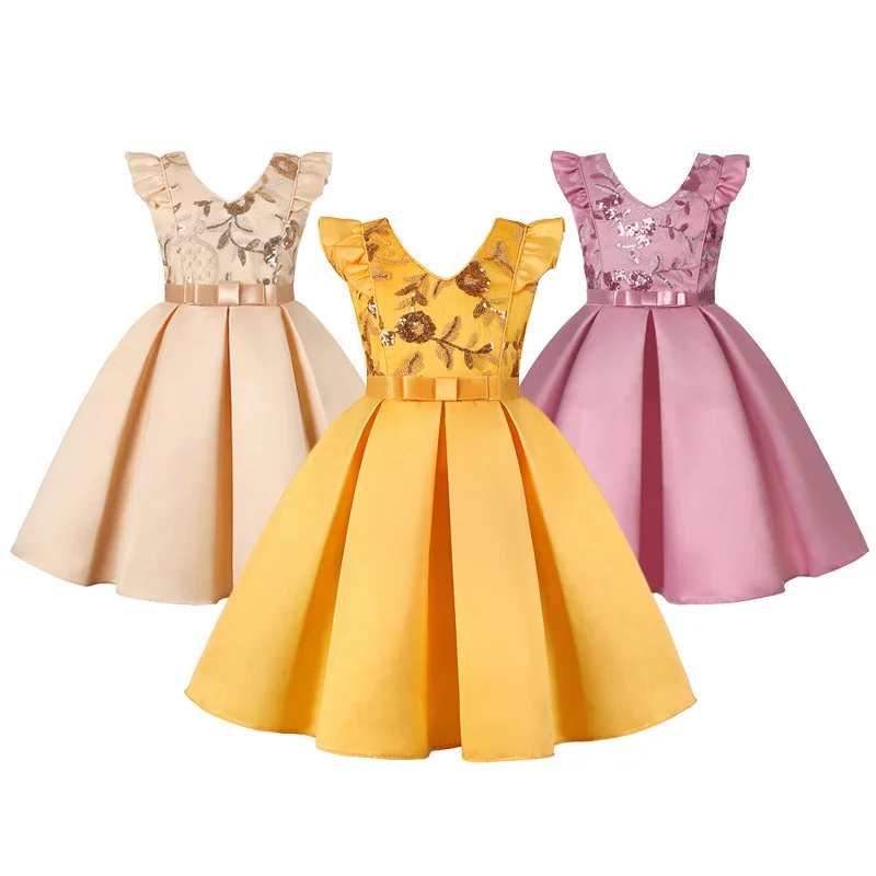 

Flower Sequins Girls Dress High Quality Summer Sleeveless Fashion Little Princess Dress Birthday Gift 2-10 Years Kids Clothes
