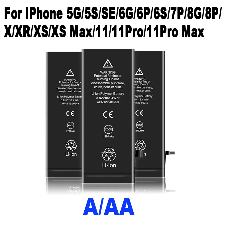 

Battery for iPhone 4S 5 5S 5C se 6 plus 6s 7 8 x XR 11 pro high quality rechargeable Apple