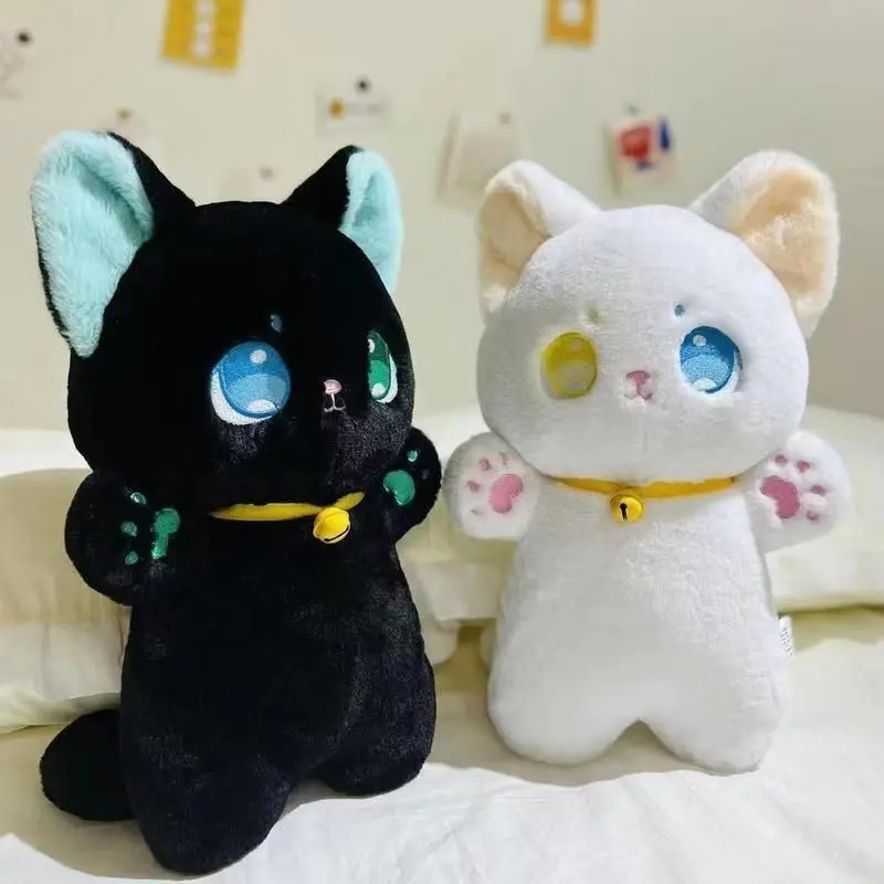 

25cm Black and White Cat Plush Toy Grab Stuffed Animal Patung Dolls Children's Toys Gifts Gift Toys for Kids Girl
