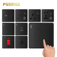 pssrise c85 serie euukun wall switch high power socket usb 250v deluxe black brushed pc panel 45a water heater 16a lamp onoff