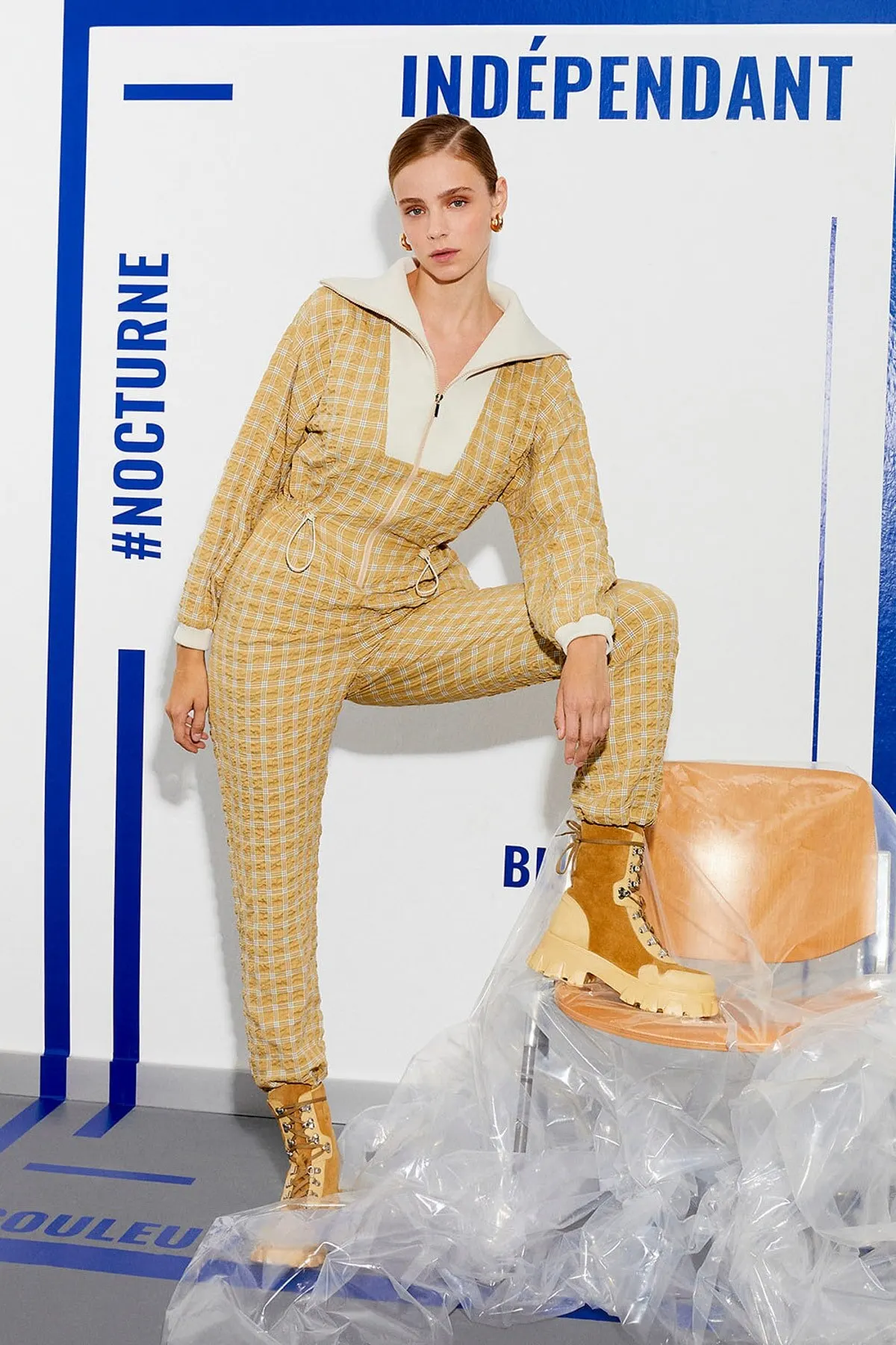 

Women's Overalls Straight Collar Plaid Jumpsuit Hot Style Quality Fabric Sleeveless Baggy Trousers Casual Jumpsuit