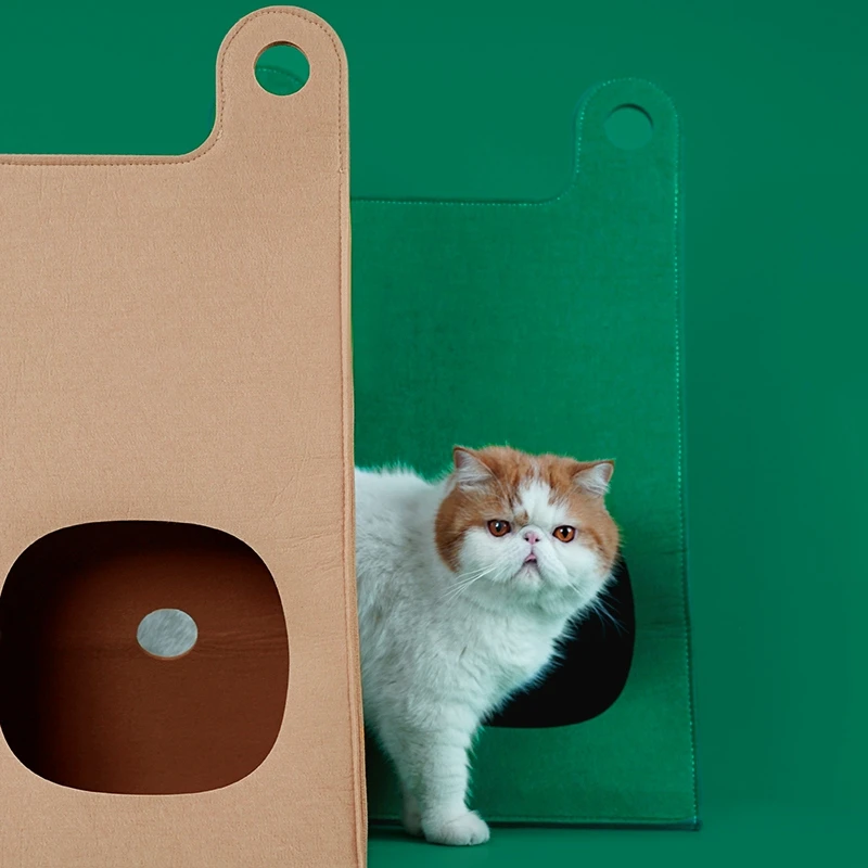 

Portable Cat Cave Felt Sleeping Bag Pet Basket House Cat Collapsible Interactive Hiding Soft Nest for Small Dog Pet Supplies
