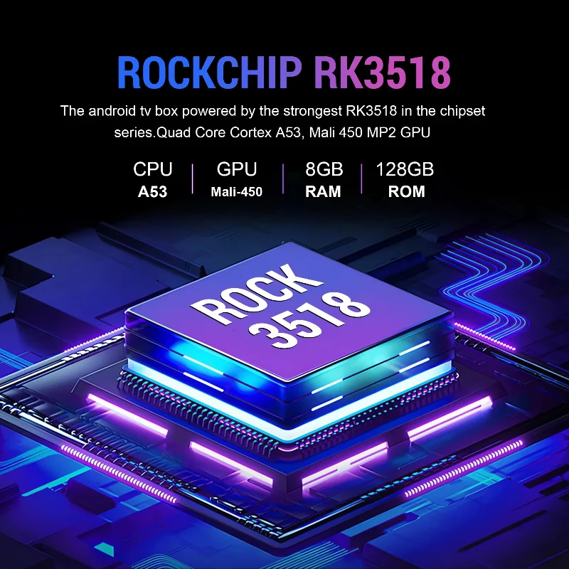 Фото Смарт ТВ-приставка 2026 T1+ Android 16 на Rockchip RK3518 с WIFI6, BT 5.4, UI-интерфейсом, 8K HD медиаплеером, голосовым помощником и поддержкой IPTV №2