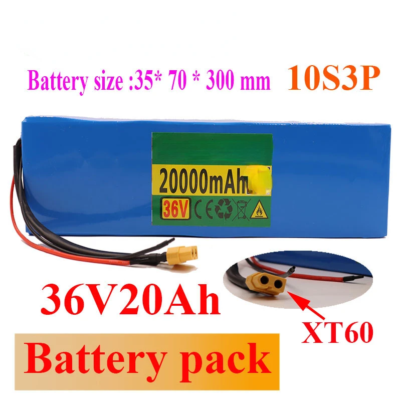 

18650 Lithium Ion Battery Pack Electric Vehicle Bicycle Scooter 10S3P 36V 20Ah 500W Li-ion Ebike Batteries