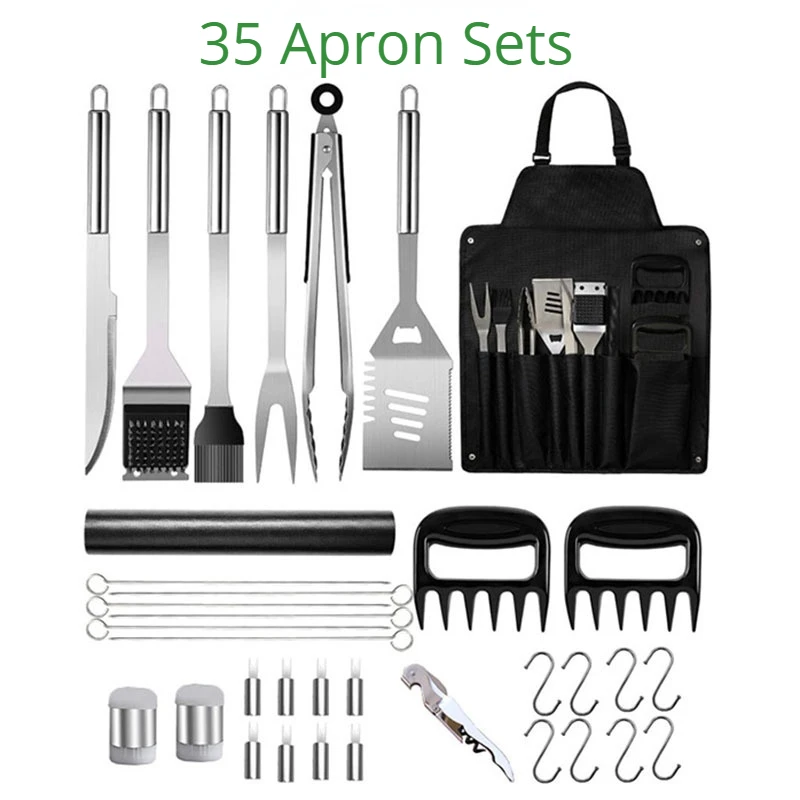 

Barbecue Apron 35-Piece Set BBQ Outdoor Products With Meat Claw Baking Pad Bottle Opener Hook BBQ Accessories