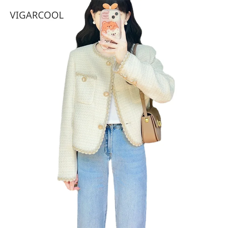 French Style Small Fragrance Commuter Short Coat Women's 2023 Spring Luxury Celebrity Style Temperament Small Cardigan Top Girls