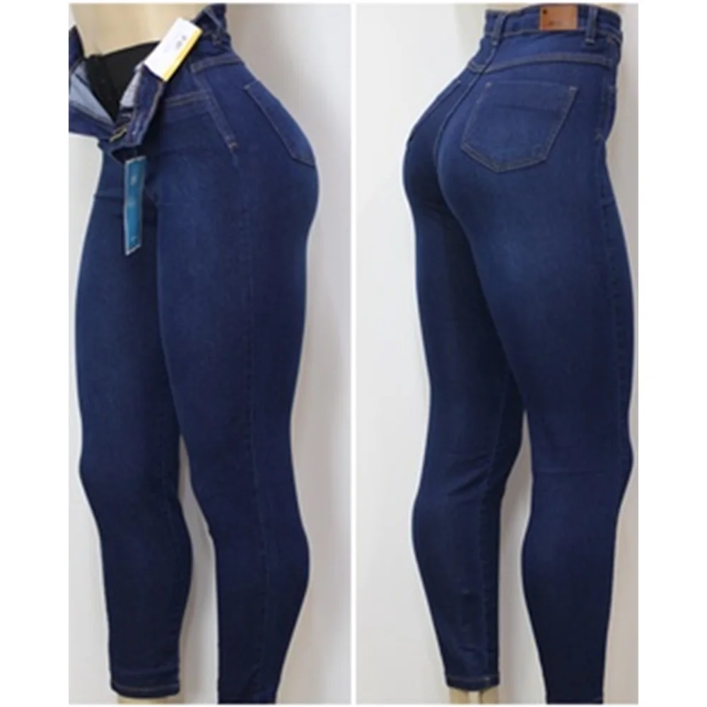 Jeans for Women mom Jeans blue gray black Woman High Elastic 36 38 40 Stretch Jeans female washed denim skinny pencil pants