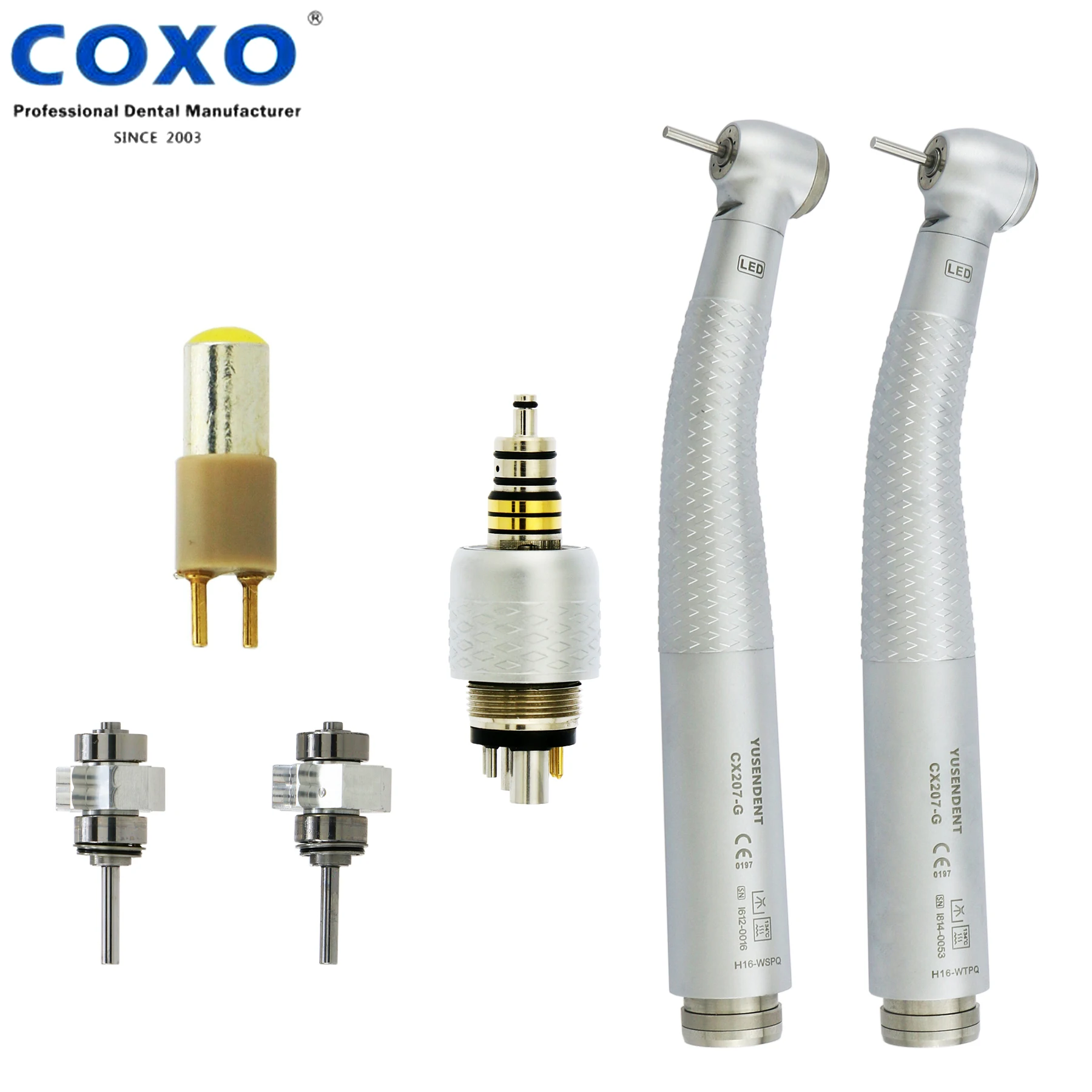 COXO YUSENDENT Dental LED Fiber Optic High Speed Handpiece Air Turbine Standard/Torque Head Coupler Coupling 6 Pin Fit W-H