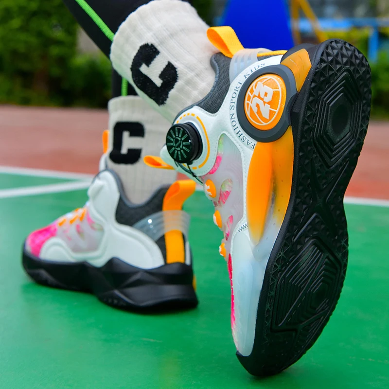 Children Brand Boys Basketball Shoes Noctilucent Thick Sole Kids Sneakers Girls Sport Shoes Child Boy Girl Basket Trainer Shoes