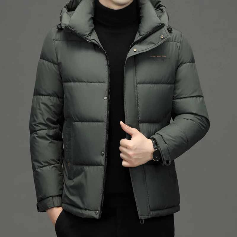 Winter Men's Stand Collar Thickened Thermal Jacket Zipper Down Jackets Men's Business Casual Long Sleeve Coat Men