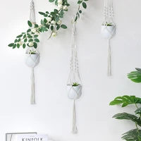 1pcs creative cotton rope gardening flower pot net bag handmade hanging knotted pot woven basket net bag plant basket home decor