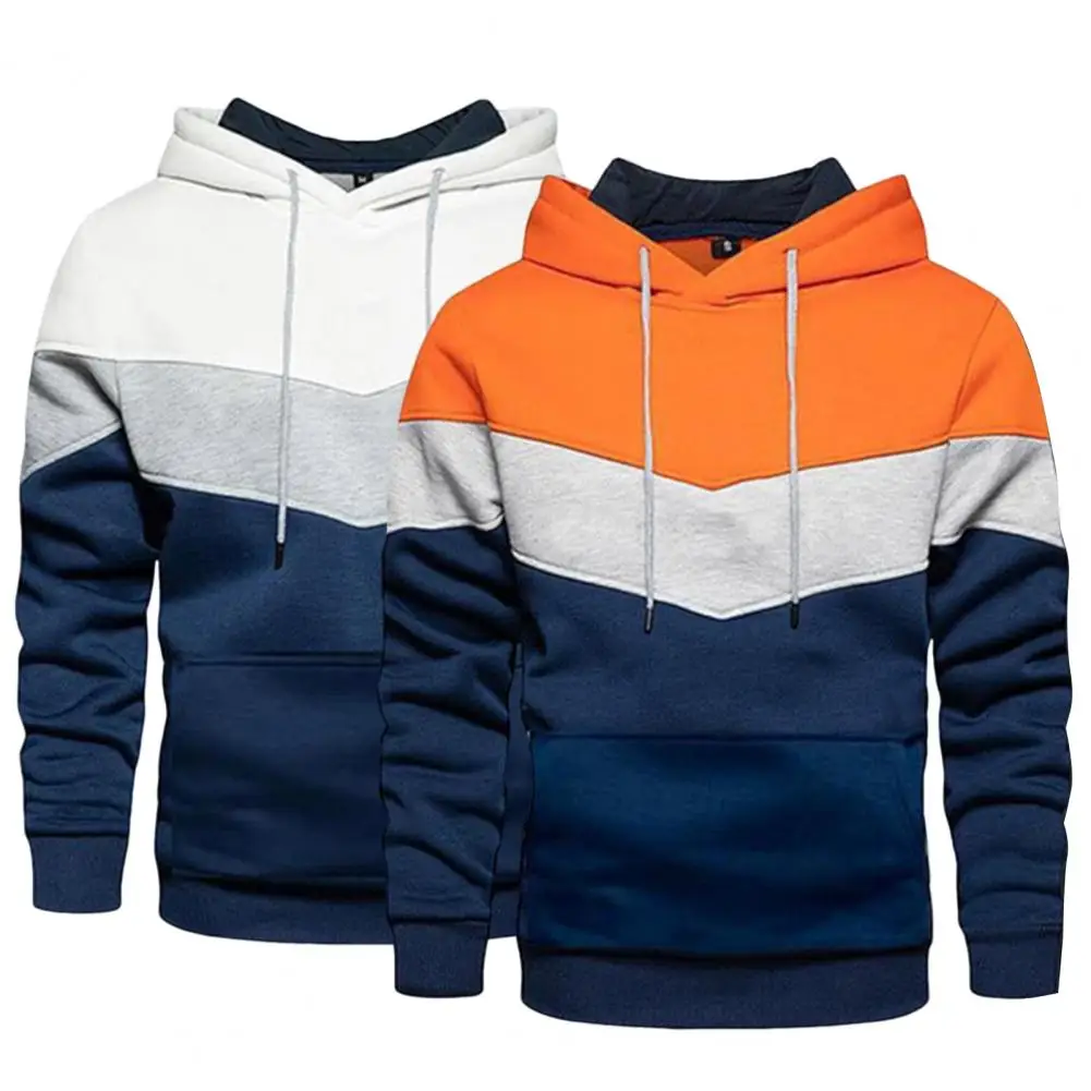 

Winter Tracksuit Drawstring Hoodie Sweatpants Set Elastic Waist Sports Chic Colorblock Men Autumn Tracksuit