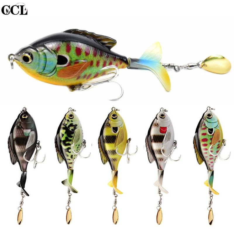 

CCLTBA 9.5cm 16.9g Topwater Wobbler Bait Lifelike Gold Fish Artificial Crankbait Fishing Lure Soft Rotating Tail Floating Bait
