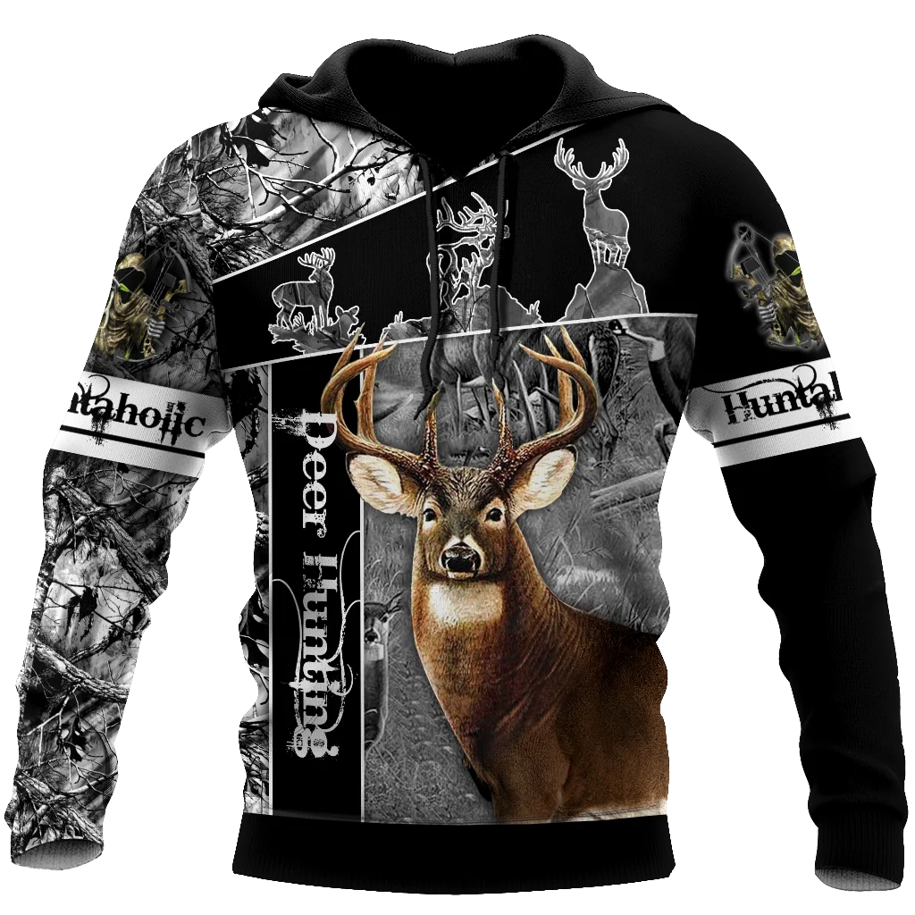 

New Maple Leaf Camouflage 3D Hoodie Men's Women's Outdoor Deer Pattern Camping Hunting Unisex Hooded Jacket Top/zipper 10