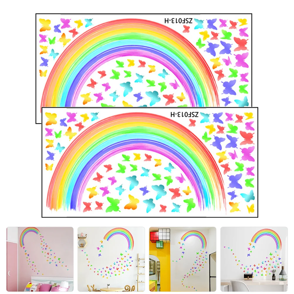 

2 Sheets DIY Rainbow Wall Decals Adhesive Wallpaper Cartoon Sticker Kids Self Window Mural Adorable