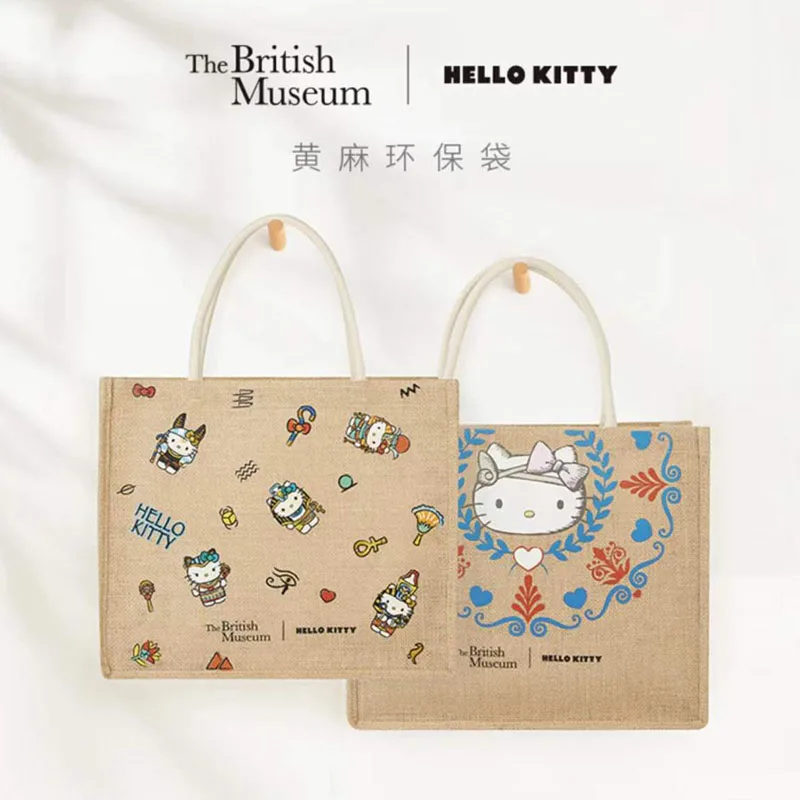 

Kawaii Sanrio Kittys Cartoon Cartoon British Museum Jute Green Bag Cartoon Leisure Egyptian Style Greek Style