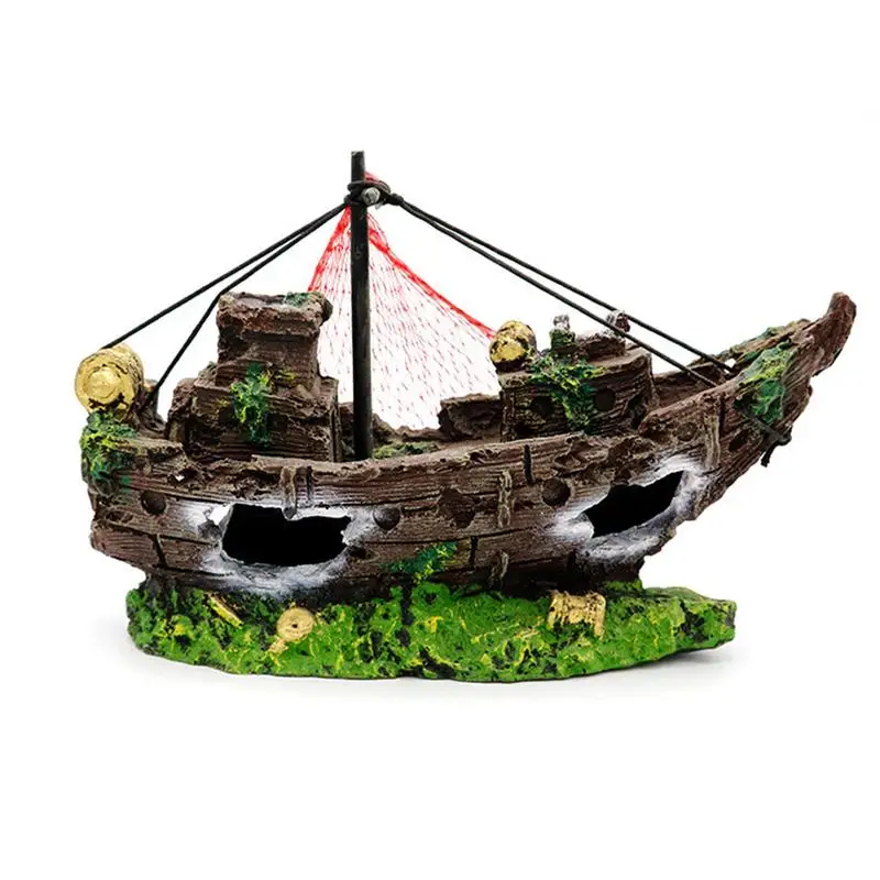 

AFish Tank Decorations Resin Pirate Ship Wreck Landscaping Vintage Design Boat Aquarium Wreck Ornaments Aquarium Accessories