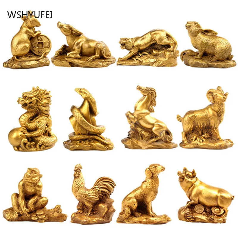 Статуя китайского знака зодиака двенадцати медное животное орнамент Крыса Бык