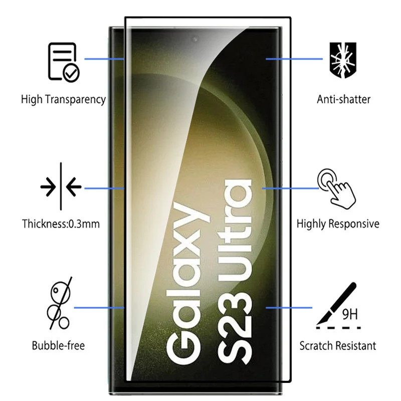3 шт. S23ultra 9D защитный стеклянный чехол с полным покрытием для Samsung Galaxy S23 S 23 Ultra