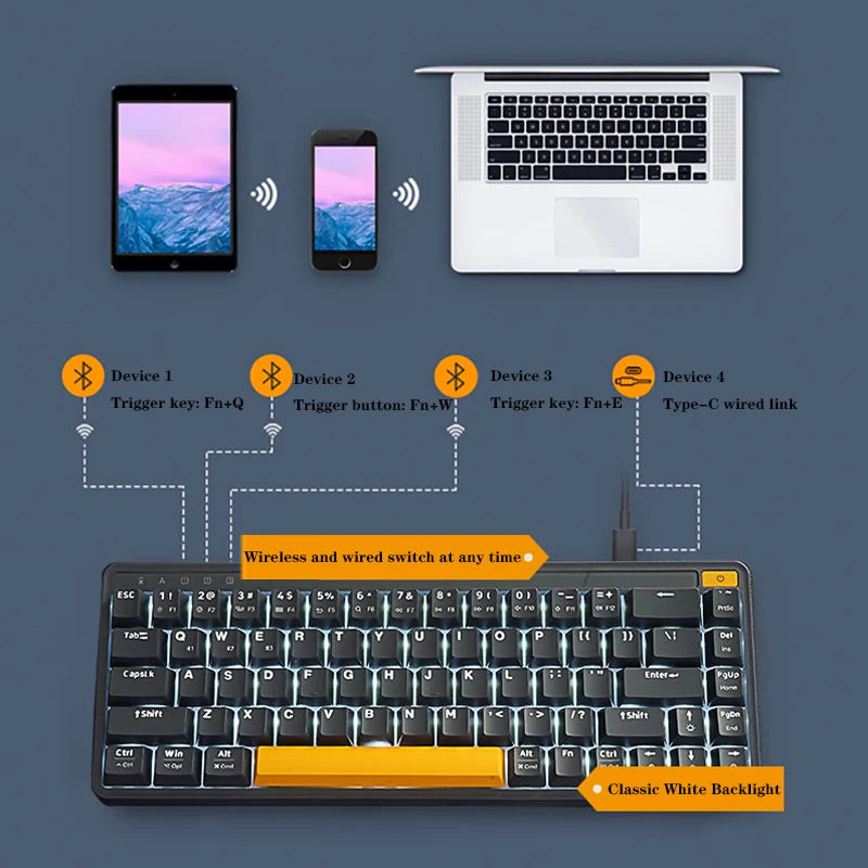 miiiw office game mechanical keyboard 68key pop wired bluetooth dualmode lithium battery charging thin red axis xiaomi keyboards free global shipping