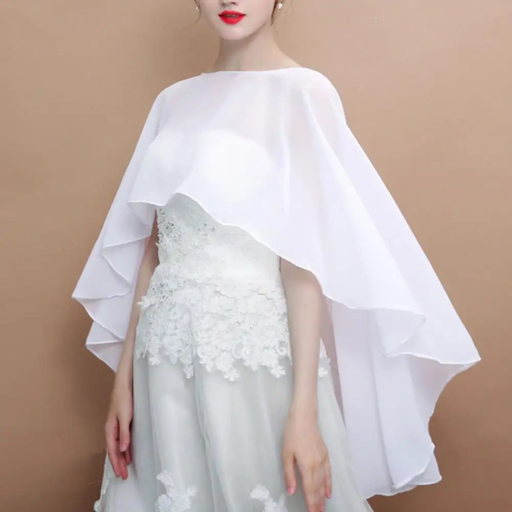 

Women Chiffon Shawl Fashionable Women's Chiffon Shawl Elegant Irregular Hem O-neck Sling Dress Gown Thin Pullover Style