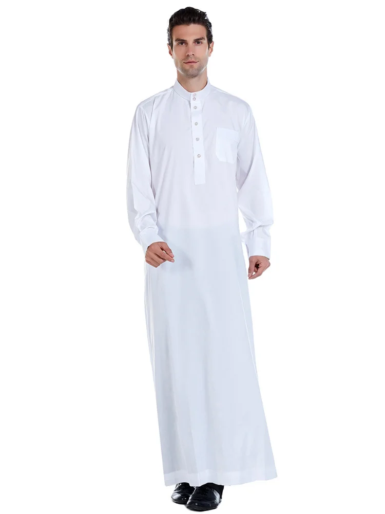 

Muslim Men Jubba Thobe Islamic Clothing Ramadan Mens Abaya dress Long Robe Saudi Wear Musulman Caftan Jubah Dubai Arab Dressing