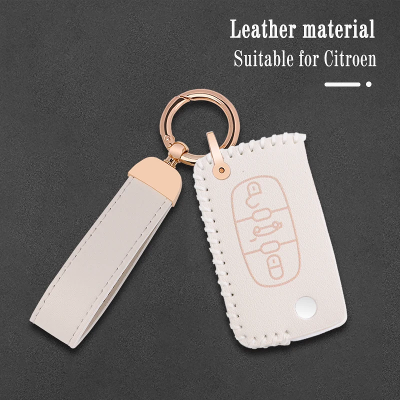 

Leather Car Key Case Cover For Peugeot 107 207 307 308 407 607 3008 5008 For Citroen Xsara Picasso C5 C6 C8 Keyless Accseeories