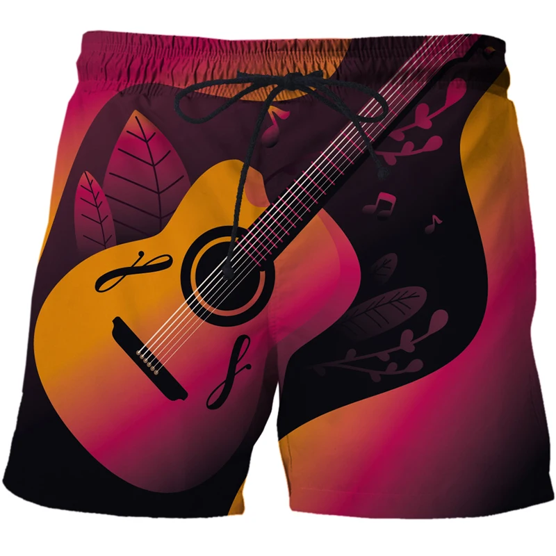 2022 new arrival Guitar pattern 3D Print Shorts summer Men's swimming trunks pattern fun creative Male shorts hip hop Streetwear