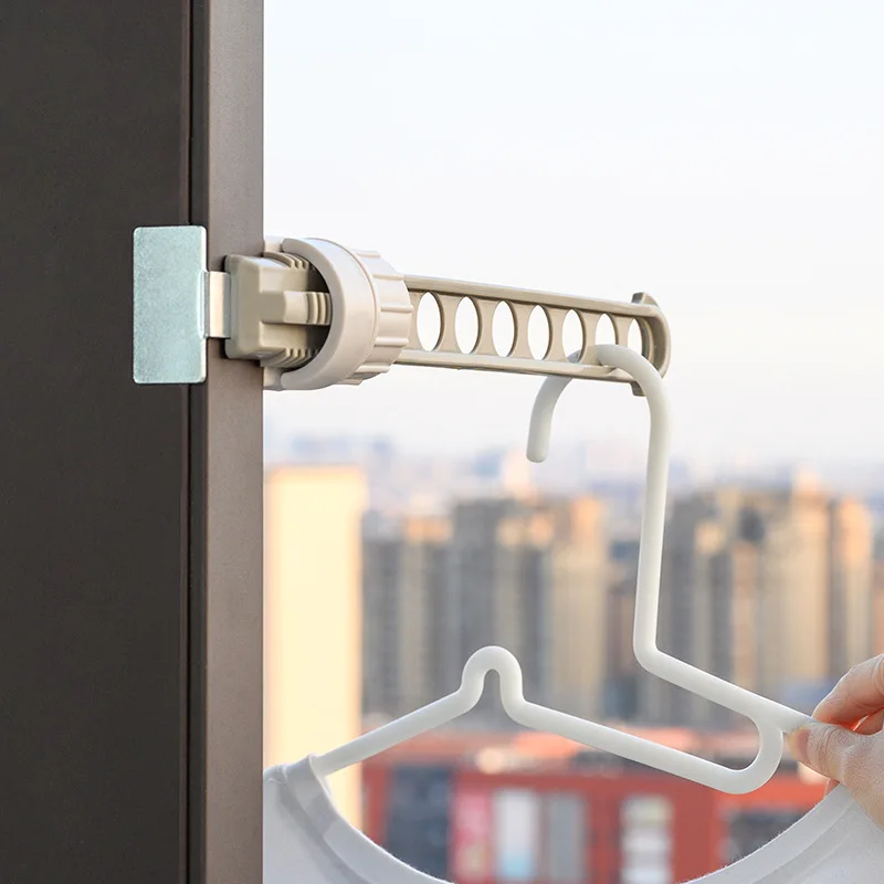 

8-Holes Clothes Hanging Window Frame Drying Rack Balcony Laundry Hanger Home Organization and Storage Gadgets for Home