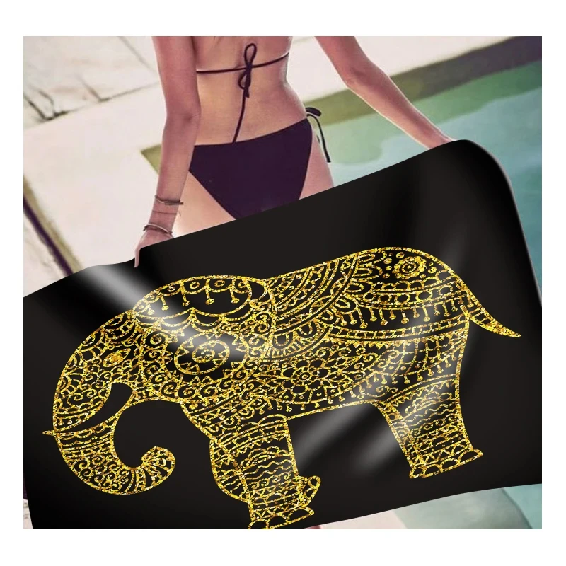 Пляжное полотенце Ganesha богемное банное с мандалой слоном быстросохнущее из