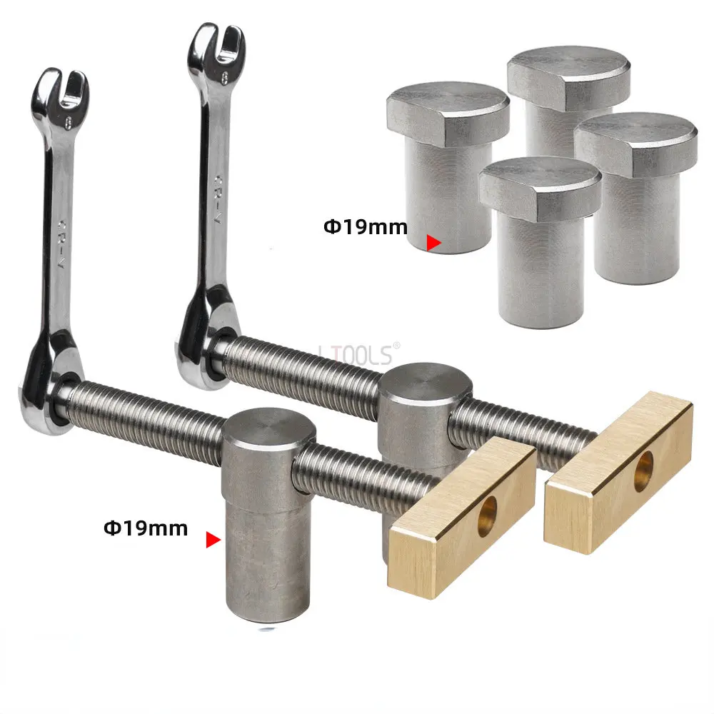 Woodworking Bench Clip Dog Brake Inserts Workbench Fast Fixed Clip Clamp Brass Fixture Vise for 19/20mm Desktop Hole Tools