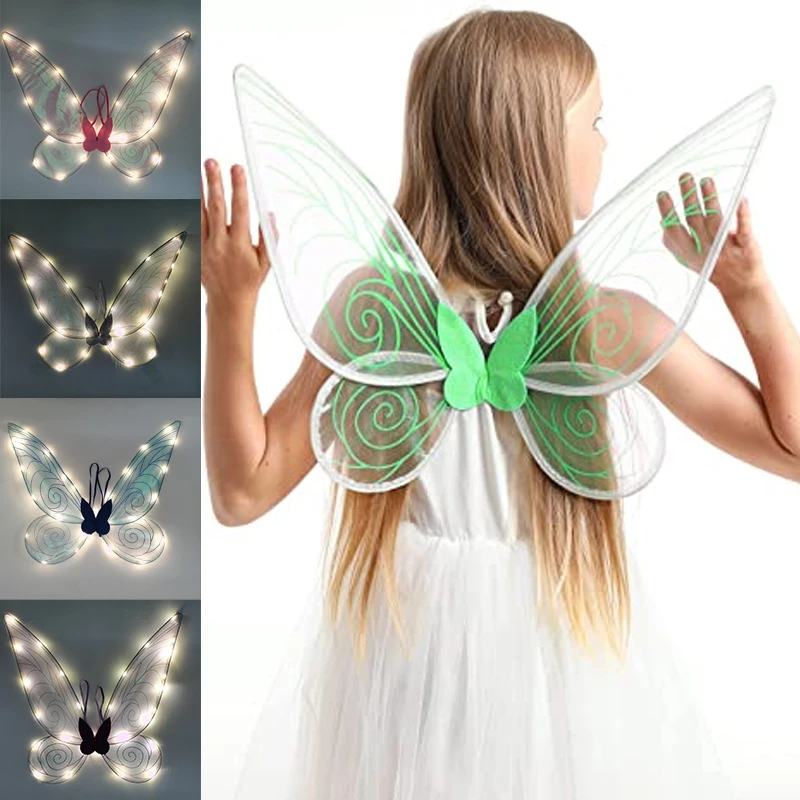 

LED Fairy Wings Glowing Sparkle Butterfly Elf Princess Angel Wings Halloween Party Cosplay Costumes Performance Photography Prop