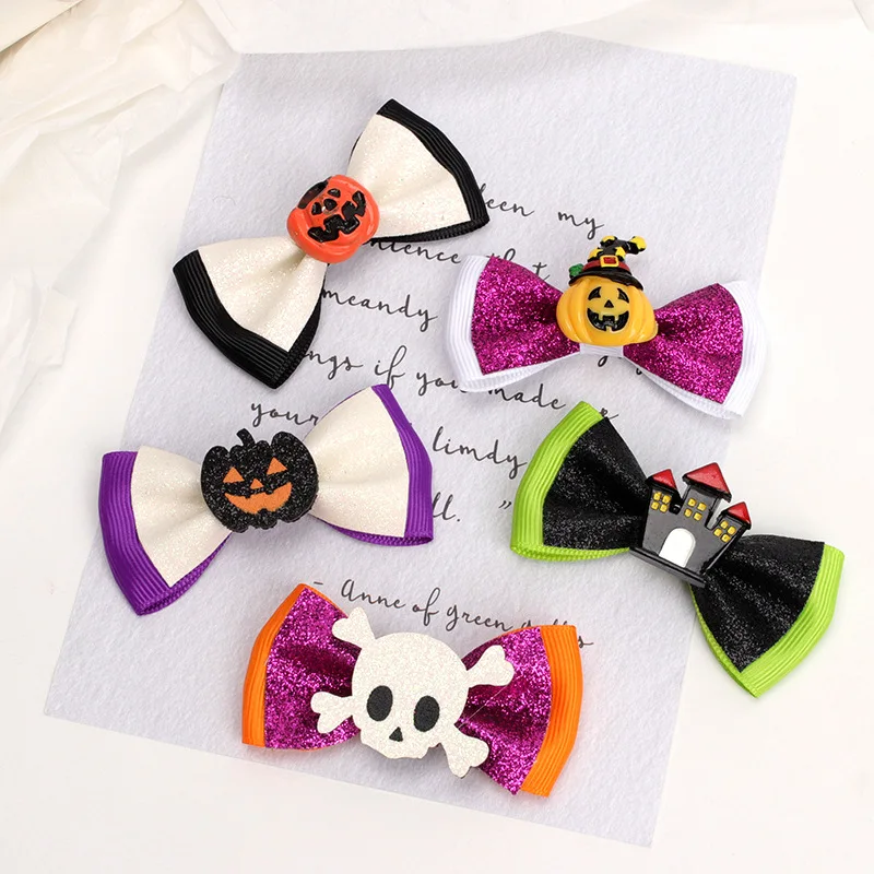 

5pcs Halloween Bows Hair Clips For Baby Girls Pumpkin Spider Hairpins Children Hairgrips Party Barrettes Hair Accessories