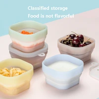 solid color silicone foldable cute healthy non toxic baby useful food supplement bowl food grade silica gel snack storage box