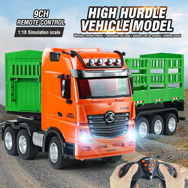HUINA 1:18 RC Transporter High Hurdle Truck 9CH Полуприцеп Звук Свет Дистанционное Управление