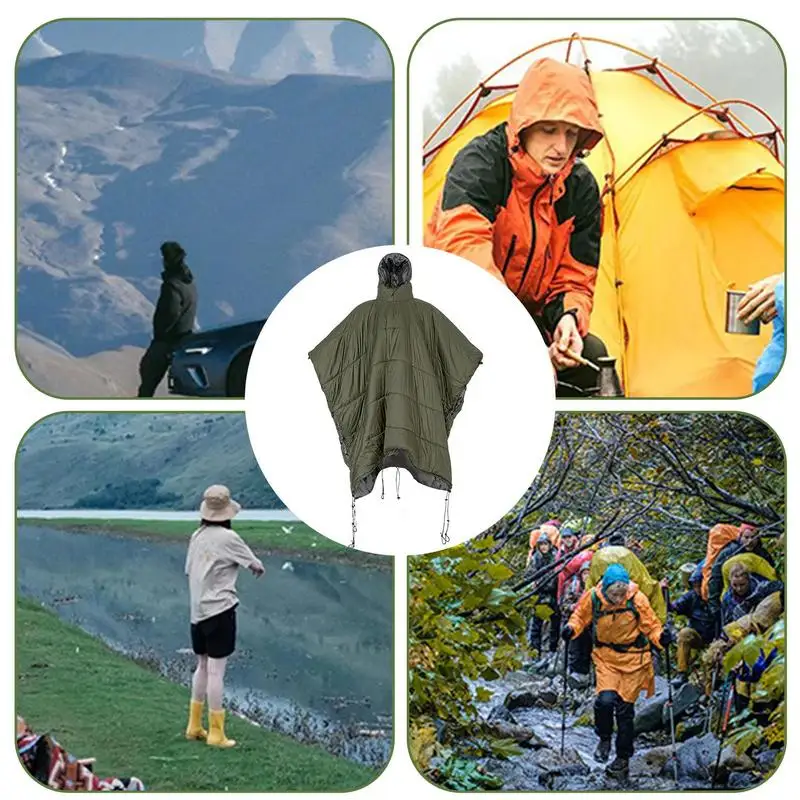 Портативный спальный мешок плащ одеяло с капюшоном гамак многофункциональный