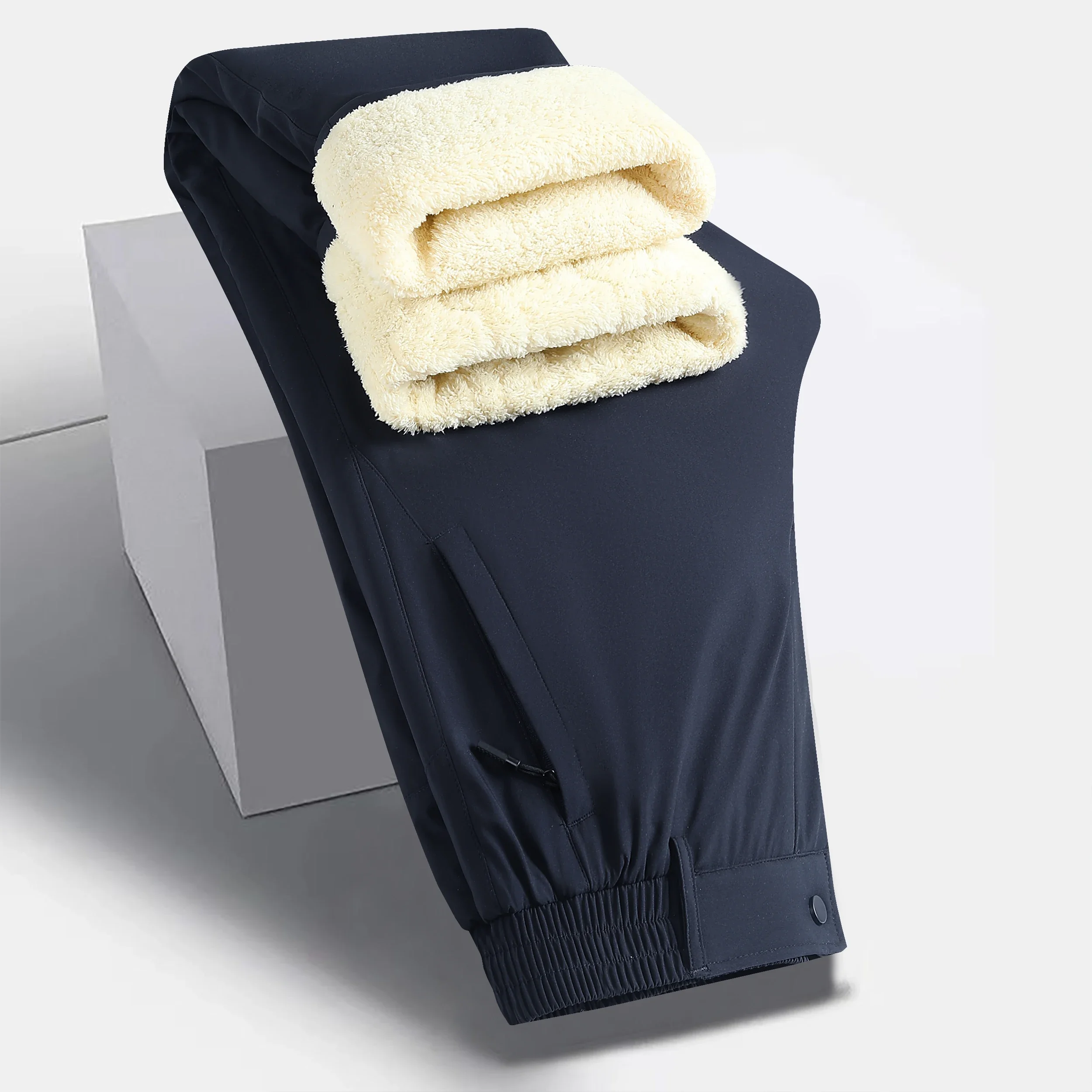 Мужские хлопковые теплые брюки осенне-зимние новые однотонные простые