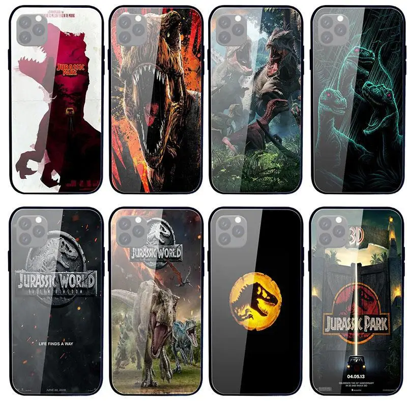

Jurassic Park Tempered Glass Phone Case for IPhone 13 11 12 Pro Max Mini X XR XS 6 7 8 Plus SE 2020 Silicone Protect Back Cover