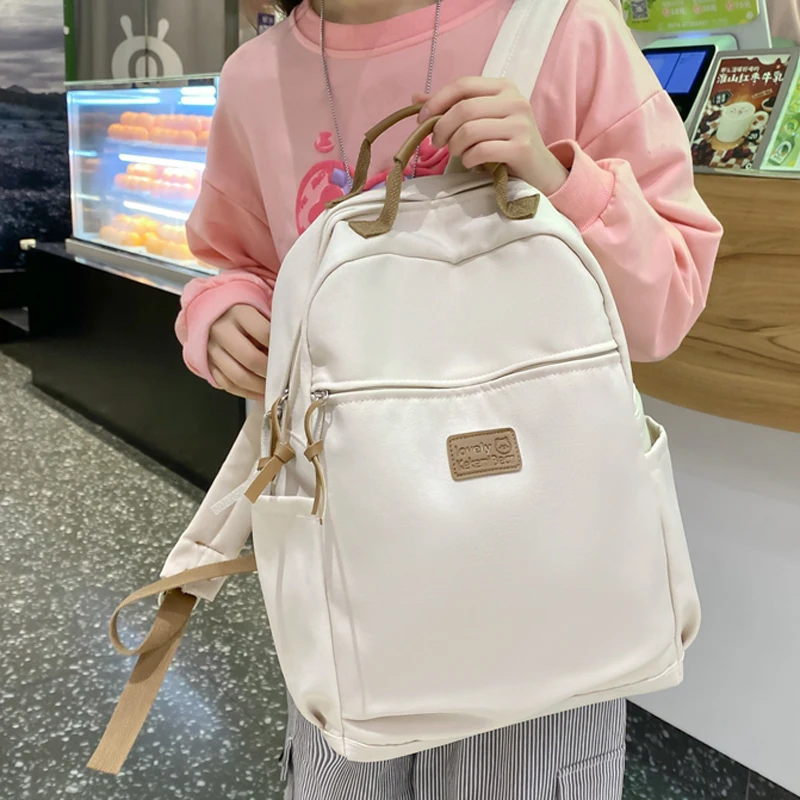 Модный холщовый рюкзак для женщин вместительная школьная сумка однотонный
