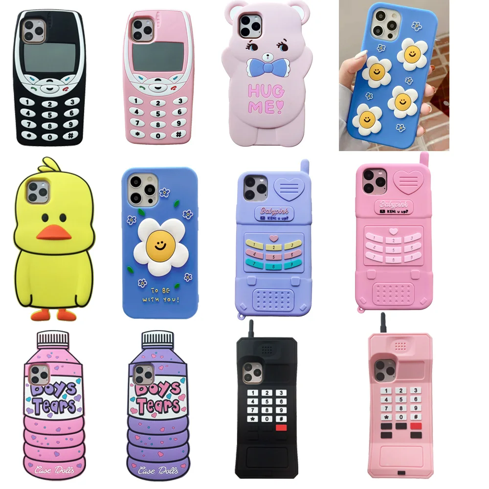 

For iPhone 6 7 8 X XS XS Max 11 12 13 14 Plus 14 Pro Max 3D Cute Cartoon Animal Soft Silicone Phone Case Back Cover Shell Skin