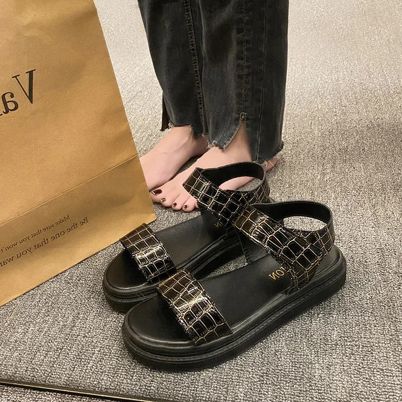 Women's Faux Leather Sandals Female Shoes Summer Fashion Sports Flats for Women's Rome Platform Sandals Women's Sandals Girls