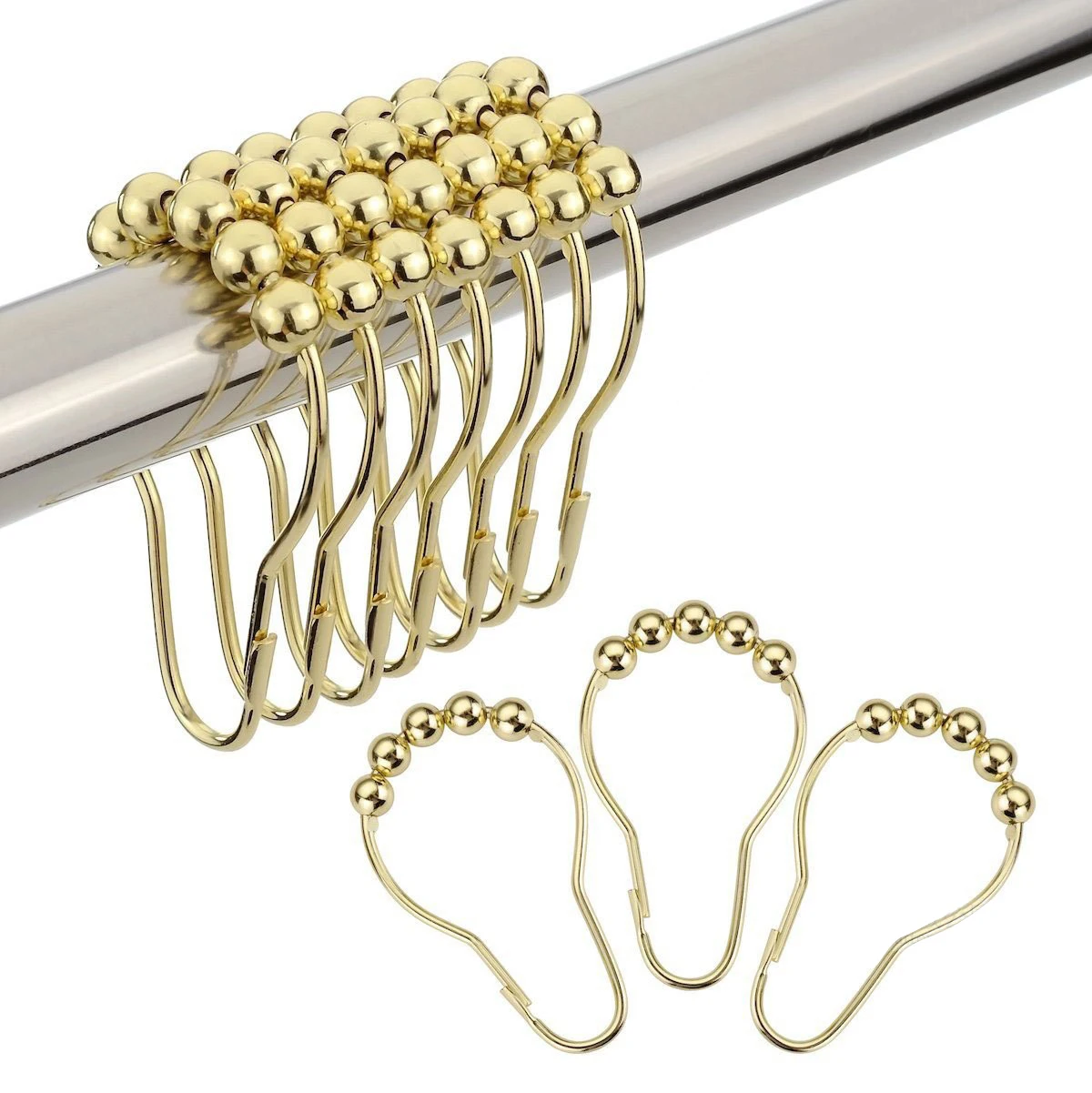 

1 Set of 12pcs Shower Curtain Hooks Rings Gold Rust-Resistant Shower Curtain Light bulb shape Rings Hooks &s