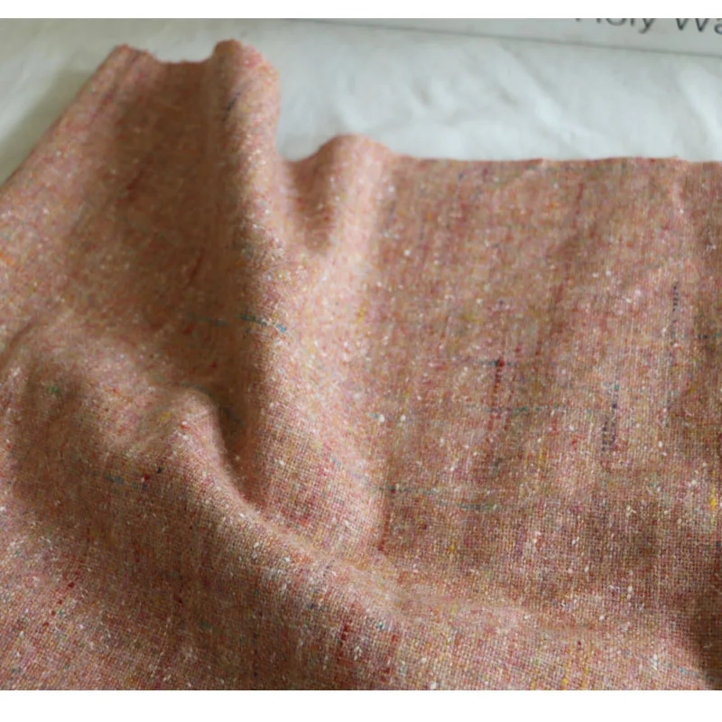 

Pink Color Dotted Hong Kong Flower Woolen Cloth Clothing Fabrics Cloth DIY Blended Solid Color