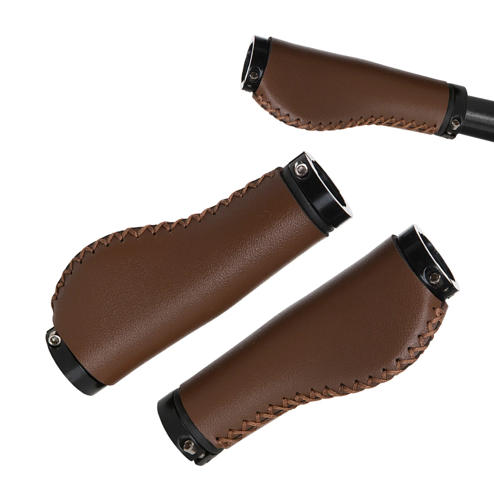 

Кожаные ручки на руль велосипеда Нескользящие эргономичные ручки из искусственной кожи и микрофибры ручная работа повседневные Ретро двой...