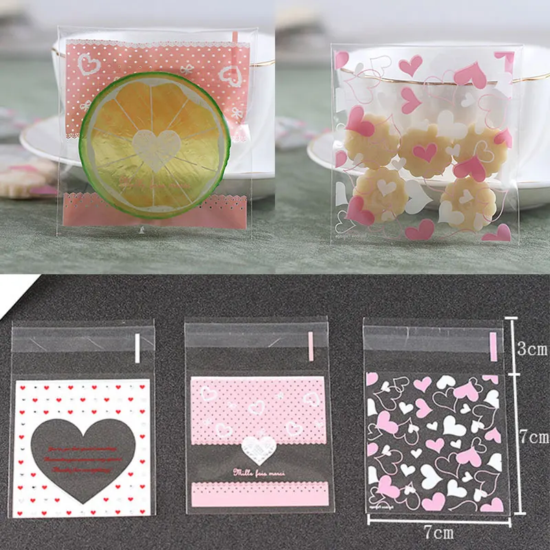 

100Pcs Plastic Sealing Bag Cookie Candy Bag Package Self-Adhesive For Wedding Birthday Party Gift Bag Biscuit Baking Package Bag