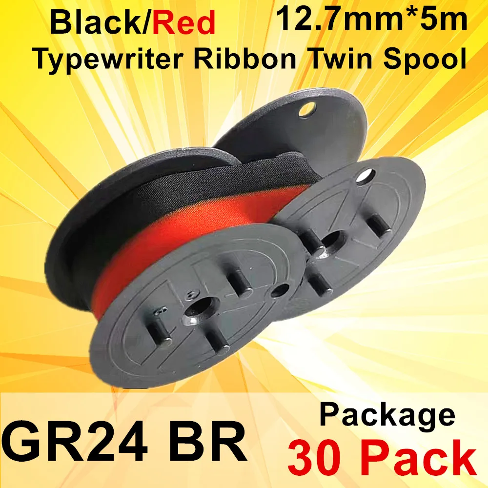 

10-30PK GR24 Ink Ribbon Typewriter Ribbon Twin Spool Black/Red GR24BR For Canon EP102 For CASIO RB-02 DR-120TM,DR-140TM,DR-270TM